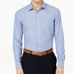 Club Room Blue White Striped Dress Shirt Size Men's 34-35- 15 1/2 Neck NEW